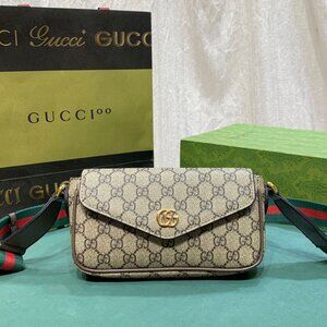 NWT Gucci Ophidia Pochette GG Canvas Crossbody Bag GG Supreme Monogram Beige